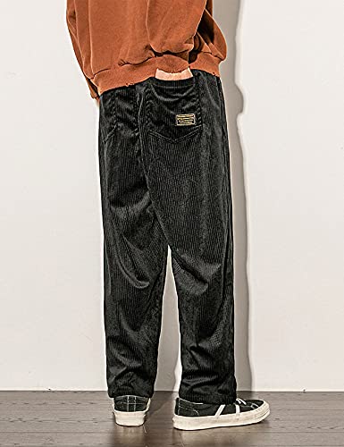 Gihuo Mens Corduroy Pants Elastic Waist Sweatpants Vintage Cargo Sweatpants Loose Wide Leg Pants Hip Pop Streetwear4