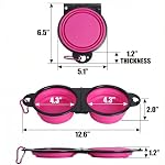Double Collapsible Dog Bowls for Travel, Food and Water Set with Clip, Pink - Image 3