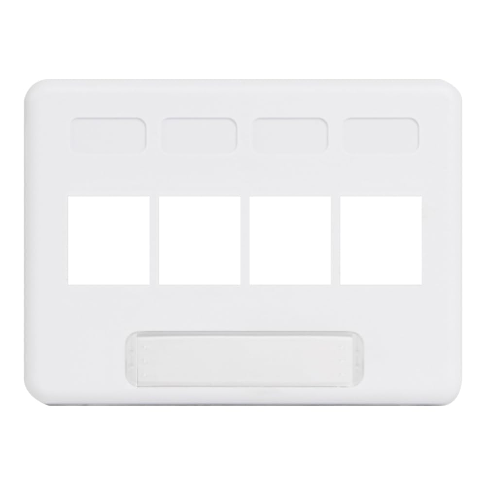 ICC 4-Port Modular Furniture Faceplate with NEMA Opening (1 Pack), Keystone Jack Compatible, Standard NEMA Cutout Fit, ABS Plastic, White
