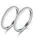 BORUO 2MM 925 Sterling Silver Ring, Cubic Zirconia CZ Wedding Band Stackable Ring 2 Set Size 6