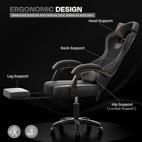 Drogo Aura Ergonomic Gaming Chair, Dark Grey - Image 4