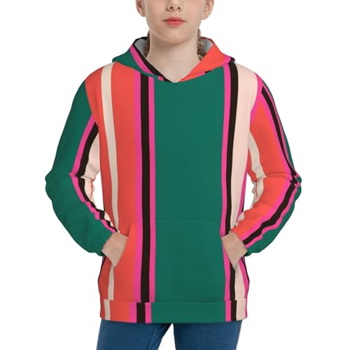 Vertical Stripes Kid Hoodies Boys Sweatshirts Girls Pullover with Pocket