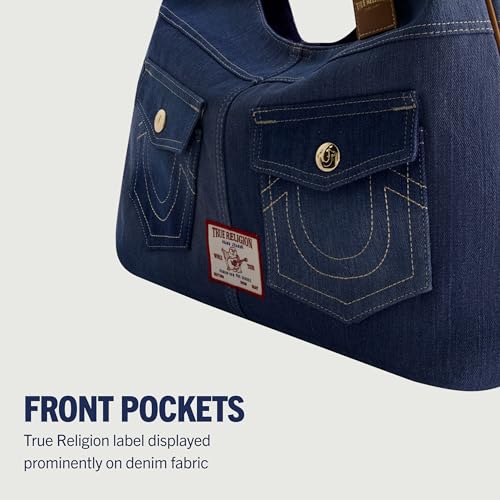 Image of True Religion Women's Shoulder Bag Purse, Hobo Handbag with Front Pockets