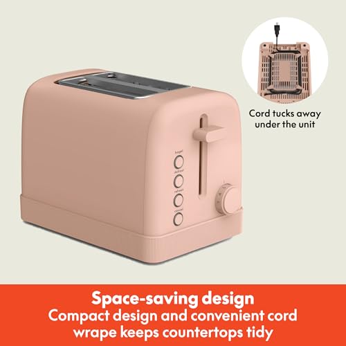 bella 2 Slice Toaster, 6 Setting Shade Control w Reheat, Cancel, Bagel & Defrost Buttons, Removable Crumb Tray, Anti Jam & Auto Shutoff, Auto Centering Guides & Cord Wrap, 900 Watt, Blossom - Image 3