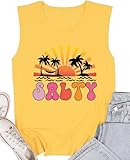 Graphic Tank Tops for Women Summer Basic Sleeveless Vacation Tank Tops Novelty Beach Sea Pattern Print Sunrise Sunset Sunshine T Shirt(Yellow L)