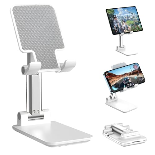 ZSMJAER Support de bureau pliable, réglable en hauteur, inclinaison, support pour téléphone portable ou tablette