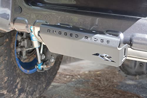 Image of Rugged Ridge Hitch Skid Plate | Black, Steel | 18013.01 | Fits 2007-2026 Jeep Wrangler JK /JL; 2020-2026 Jeep Gladiator JT w / 2 inch Receiver Hitch