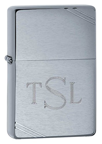 Encendedor Zippo Vintage Cromo Cepillado Personalizado miniatura 1