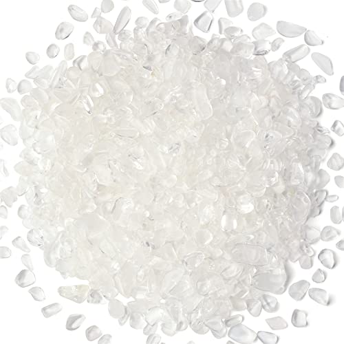 Image of 1lb Clear Quartz Aquarium Gravel Rocks Natural Tumbled Healing Crystal Chips Bulk Gemstones Crushed Stones for Fountain Vase Filler Planters Decorative Fish Tank Potted Reiki Energy Balancing