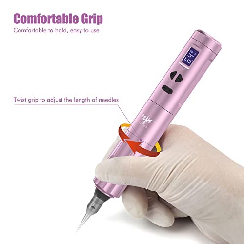 TATELF Semi Permanent Make-up Maschine Kabelloses mit 2 Stück Batterien 10 Stück Patronen Nadeln für Eyeliner Ombre Powder Brows Microshading Zubehör