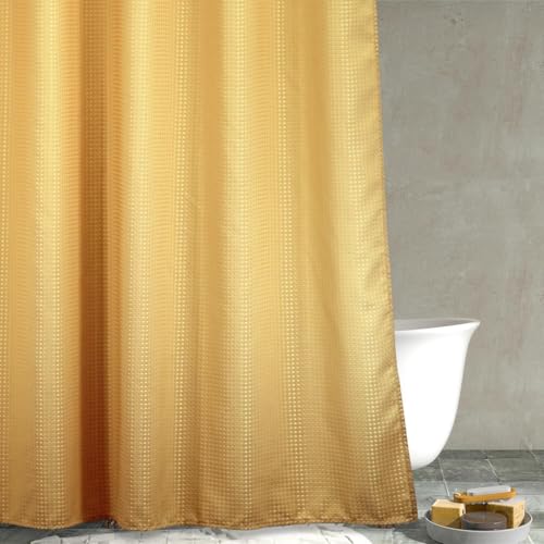 Rideau de douche robuste en polyester épais jaune doré de style hôtelier - 2