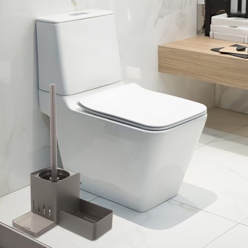 Porte-brosse WC mural avec support rangement et balai manche long - 8
