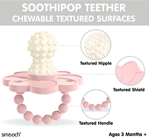 Image of Soothipop Silicone Pacifier Teething Toys for Babies 0-6 Months 12, 18 Months - Pacifier Shaped Baby Teether, Soft Teething Pacifiers for Babies Baby Teething Relief Flower