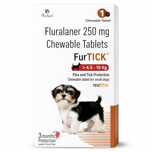 Image of Furtick Tick Chewable Tablet for Dogs (4.5-10 kg) | Fluralaner 250mg | 3 Month Tick Flea & Mite Protection