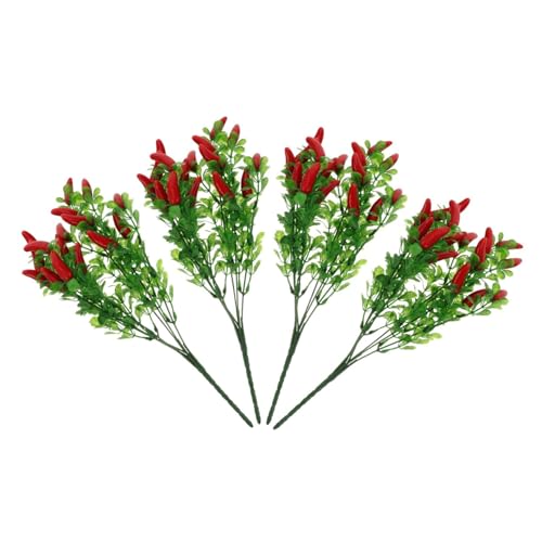 Cabilock 4pcs Artificial Pepper Green Decor for Home Fruit Branches Silk Flowers Artificial Wedding Bouquet Artificial Chilli Pots Plants Artificial Fruit Faux Food Props Plastic