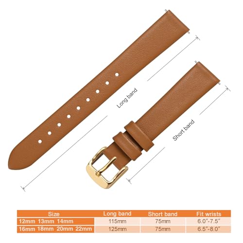 ANNEFIT Watch Bands for Men Women, Top Grain Leather Watch Strap with Quick Release, Band Width 12mm with Gold Buckle (Brown) by ANNEFIT - Used condition - Image 4