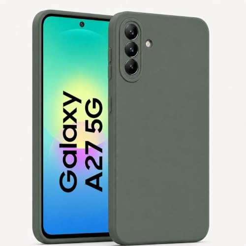 Image of FIRST MART Matte Silicone Back Cover for Samsung Galaxy A27 - Green