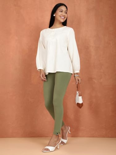 Image of TWIN BIRDS Women Cotton Blend Kurti Pants | Sleek Ethnic Daily Trousers