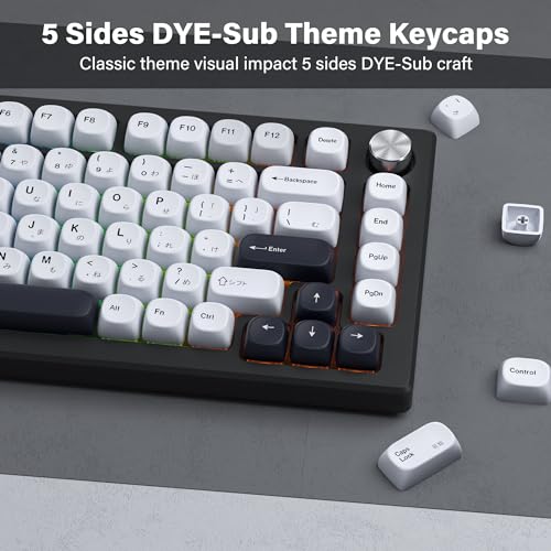 Image of XVX PBT Keycaps - MOA White Japanese 75 Percent, Custom Dye-Sublimation, 137 Keys Set for 100%, 75%, 65%, 60% Keyboard, Bow