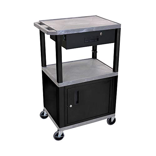 Luxor AV Cart, 42 Inch — WT42GYC2E-B/WTD 42″H Shelves