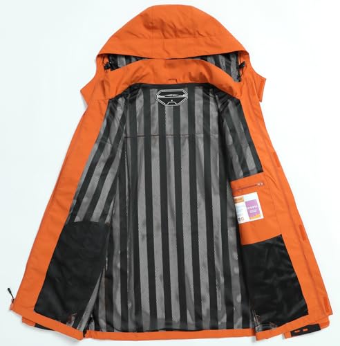 Image of OTU Men's Lightweight Waterproof Hooded Rain Jacket Outdoor Raincoat Shell Jacket for Hiking Travel Orange XL