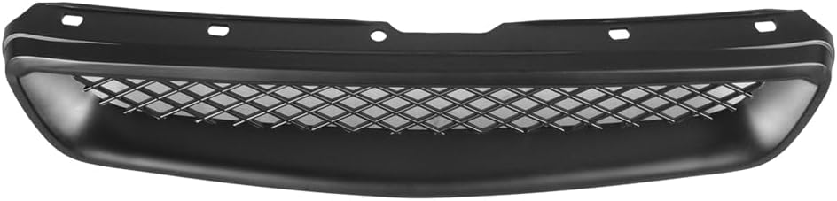 Grille, Compatible with 1996-1998 Honda Civic Pre-Facelift, ABS Plastic Type R Front Bumper Upper Grill Grid Replacement Guard, Black