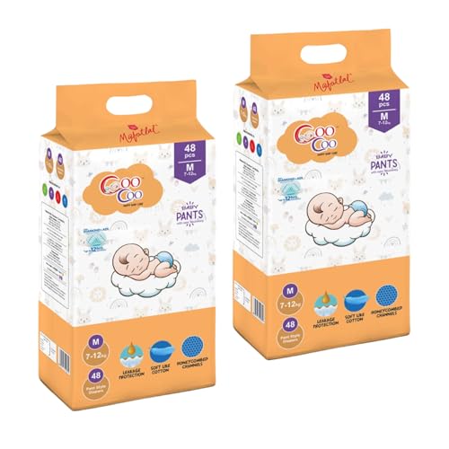 Image of Coo Coo By Mafatlal Extra Dry Baby Pull-Up Premium Diaper Pant, Size M (Medium), 96 Count | 7-12 kg | Up to 12 Hrs Protection | Super Absorbent Core | Soft Elastic Waist | Leak Protection