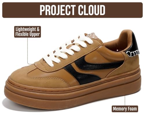Image of Project Cloud Platform Sneakers for Women Footwear - Memory Foam Insole Womens Shoes, Lightweight and Non-Slip Sole Lace Up Fashion Sneakers for Women 2026 (Volley)