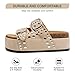 SHASINGGE Women's Platform Sandals With Cork Footbed Adjustable Double Buckle Suede Chunky Sandals for Summer Shoes Fashion Thick Soled Mules Slides Beach Wide Widths Studded Sandals Walking Footwear