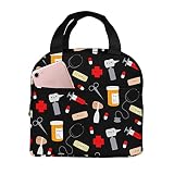 ZBDSKLEX Nurse Theme Lunch Bag for Women Insulated Tote Bag Reusable Cooler Lunch Box for Work Picnic Travel, One Size
