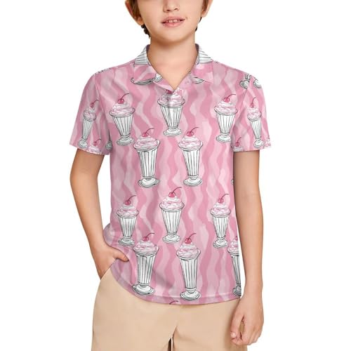 Boys' Classic Polo Shirts Short Sleeve Moisture-Wicking Golf & Tennis Shirts for Youth Teens Black Cookies