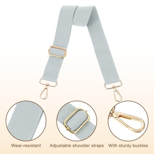 Image of uxcell Wide Shoulder Strap, 3.8cm Adjustable Purse Strap Replacement Crossbody Strap for Shoulder Bag Handbag, Grey, Light Gold Pull Core Buckle