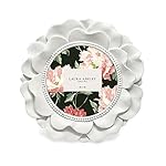Laura Ashley 4x4 White Round Resin Ornate Flower Design Picture Frame with Beaded Border, for Tabletop and Wall Display, Floral Home D cor (White) - Image 2