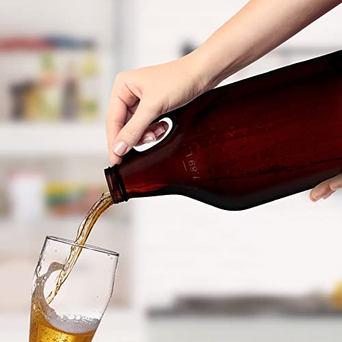 Discount Promos 6 Amber Glass Beer Growlers Set, 64 Oz. - Screw On Lid, Sturdy, Barware - Amber #TOP7