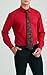 Mens Dress Shirt Long Sleeve with Tie Set Formal Button Down Business Dress Shirt Red Matching Tie Pocket Square Set XL