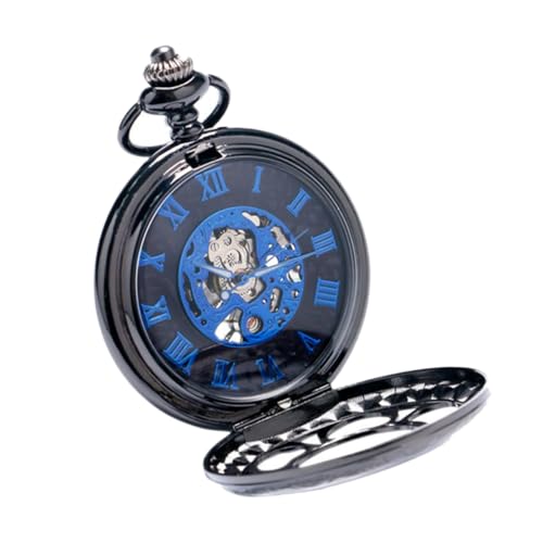 Montre de poche mécanique rétro à chiffres romains avec chaîne homme TOYANDONA
