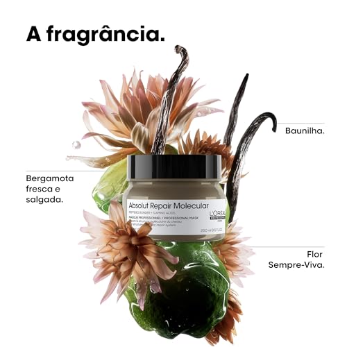 L'Oréal Professionnel Máscara Absolut Repair Molecular, Repara os Danos & Recupera a Força, Maciez