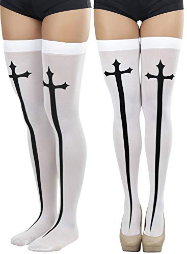 Image of ToBeInStyleWomen's Gothic Cross Opaque Thigh Hi