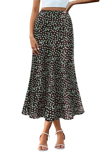 Image of BTFBM Satin Skirts for Women Trendy 2026 Summer Fall | High Waisted A-Line Leopard Print,Floral Print, Business Casual,Cocktail,Wedding Guest,Long Silk Midi Skirt
