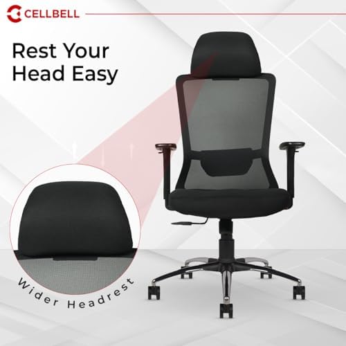 Image of CELLBELL Rio Office Chair High Back Mesh Ergonomic Backrest Design with Tilt Mechanism, Computer, Desk Chair, Work from Home Chair with Built-in Lumbar Support & Armrest Smooth Glide, Black