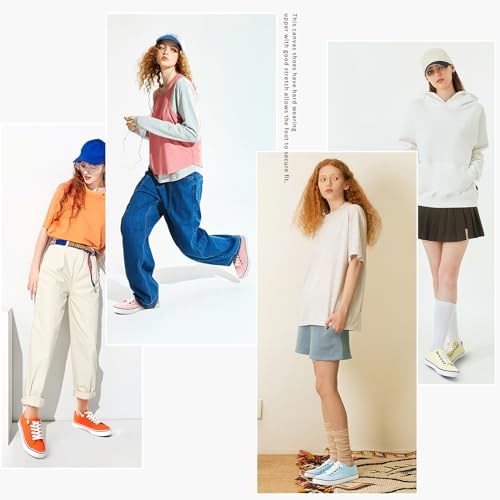 Image of Women Canvas Sneaker Slip On Non Slip Casual Shoes Lace Up Canvas Low Top White Shoes Loafers for Women Fashion Black Sneaker