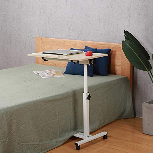 Tilting Overbed Table With Wheels Rolling Laptop Table Overbed Desk Rolling Laptop Stand Over Bed Desk Rolling Laptop Desk With Wheels (Whitemaple) #TOP7