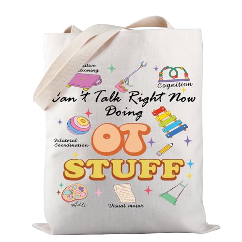 PWHAOO Funny Occupational Therapy Tote Bag Can’t Talk Right Now Doing OT Stuff Tote Bag OT Appreciation Gift