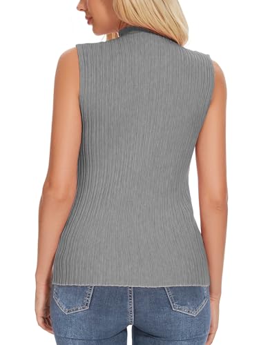 Image of Biffexu Womens Textured Tank Top Mock Neck Sleeveless Slim Fit Vest Top | Trendy Lightweight Pullover Sweater T-Shirt Business Casual