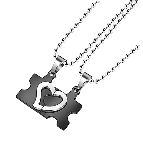 PACKOVE 2 Pares Coração Quebra-Cabeça Chaveiro Casal Pingente Jóias Bff Colar Amizade Colares Para 2