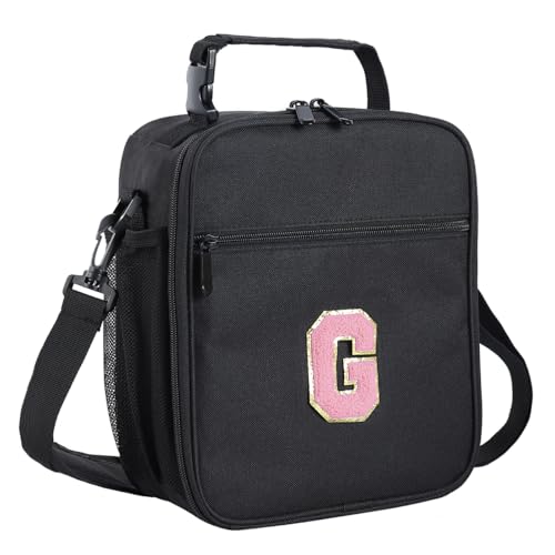 ELEFOCUS Initial Insulated Lunch Box For Womens/Mens Work，Personalized Monogrammed Lunch Bag With Adjustable Shoulder Strap For Teen Adult/Preppy，Birthday Gift