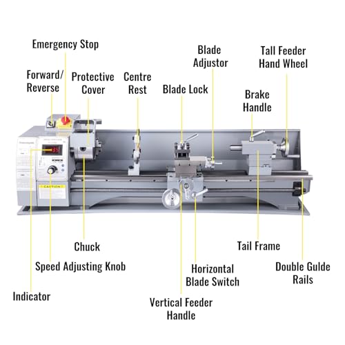 VEVOR Metal Lathe, 210x800 Mini Lathe Machine, 2500 RPM Variable Speed Change, 850W Precision Mini Lathe, Metal Working Lathe with Brushless Motor, Milling Machine for Various Metal Turning - Image 8
