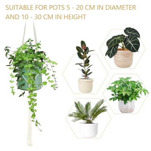 Miniatura 4 de 6 Pcs Macetas Para Colgar, Macramé Plantas Colgador, Cesta De Macetas Colgantes Blancas, Para Interior Y Exterior Jardín Balcón Techo Decoración Del Hogar Blanco