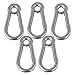 CNBTR 50mm Silver M5 Carabiner Spring Camping Climbing Lock 304 Stainless Steel Snap Hook Eyelet Link Pack of 5