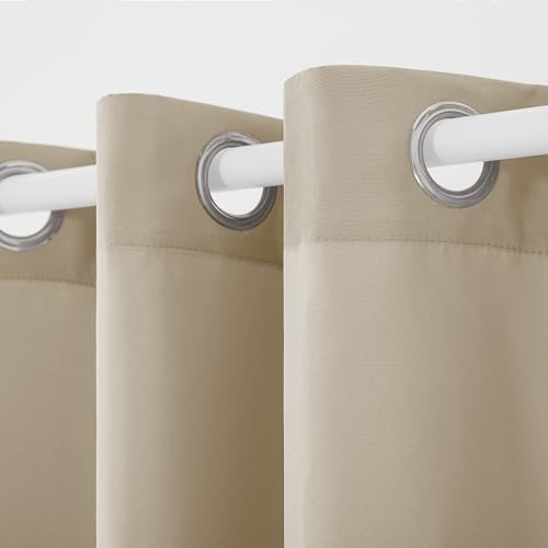 TOWN & COUNTRY BASICS Cabana Solid Heavyweight Indoor Outdoor Curtains, Light Filtering Opacity with Grommet Top, Water Repellent, 2-Pack Set, 54"x108", Taupe by TOWN & COUNTRY BASICS - Image 2